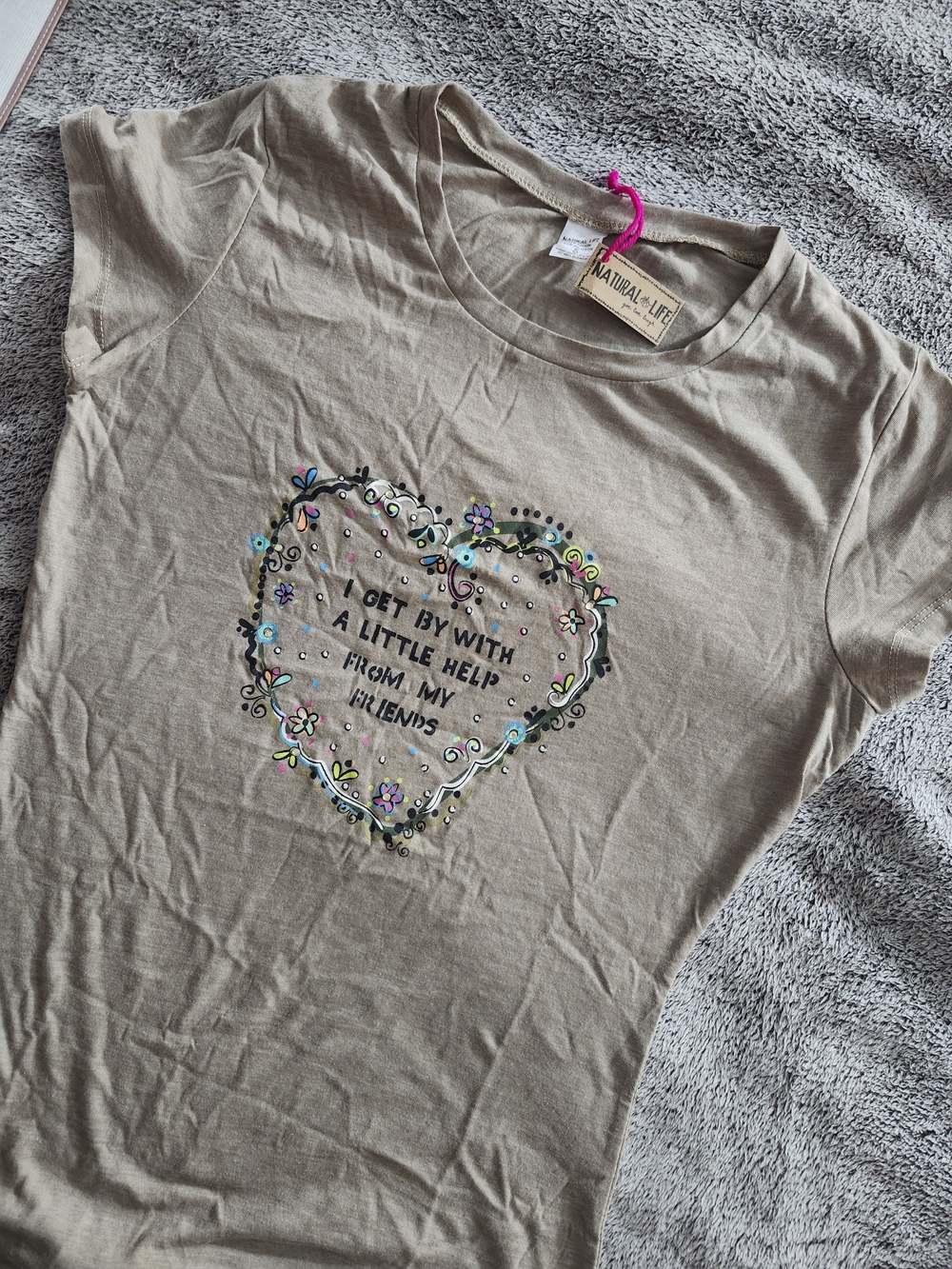 NATURAL LIFE Graphic Tee I GET BY WITH A LITTLE HELP FROM MY FRIENDS - Brand New